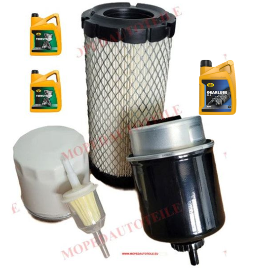 Kit d'entretien + 2L d'huile moteur (5W30) + 1L d'huile de boîte de vitesses (80W90), Lombardini 442/492/480 DCI filtre à huile filtre à air filtre à carburant diesel (2x)
