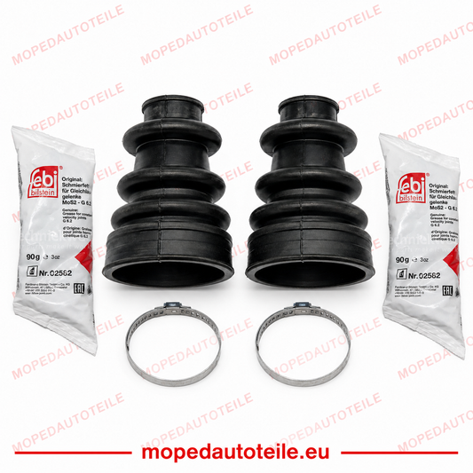 Kit de 2 soufflets de cardan avec 2 colliers de fixation et 2 doses de graisse : Aixam/Microcar/Ligier/JDM/Chatenet/Grecav/Casalini