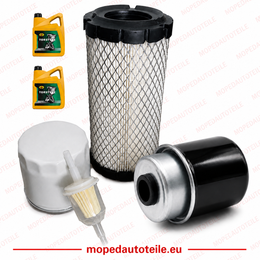 V2 Kit d’entretien + 2 L d’huile moteur (5W30), Lombardini 442/492/480 DCI : filtre à huile, filtre à air et 2 filtres à gazole (version 2)