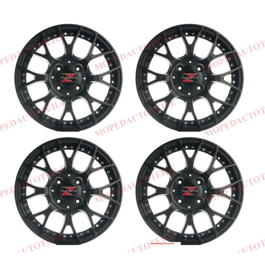 Jeu de 4 jantes noires de 14 pouces, Ligier (JS50 Ph1 / J50L Ph3 / JS60), Microcar (MGO4/MGO6)